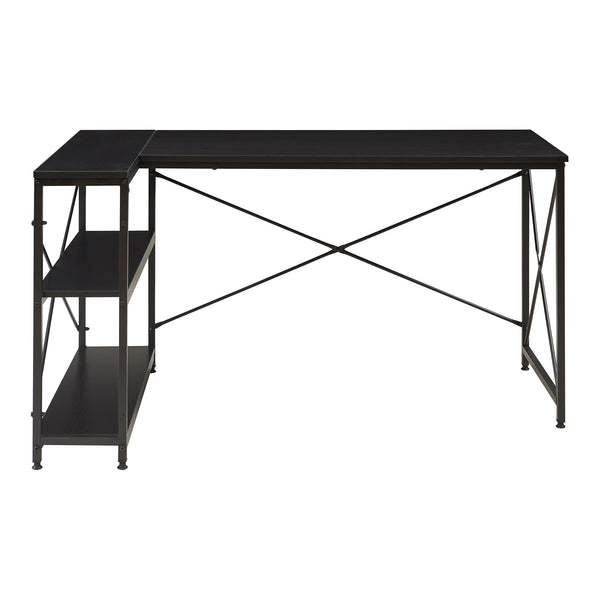 Scrivania Raundsvalt con 1 ripiano a L 137x88x75 cm Nero [en.casa]