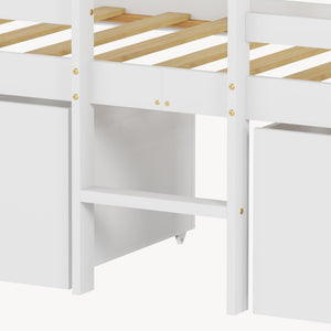 Letto Casetta per Bambini Surnadal 90x200 cm in Legno di Pino con Cassetti e Sbarre [en.casa] 