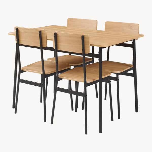 Gruppo pranzo Pollenev 5 pz. Nero/effetto quercia [en.casa]