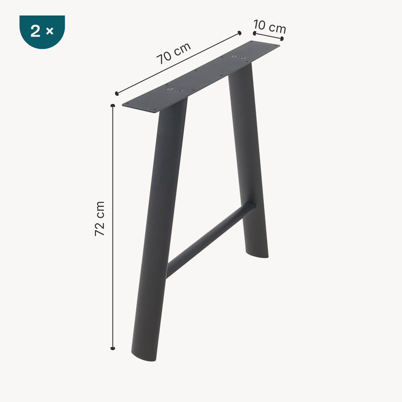 Schizzo in scala Set di 2 Gambe Hullem per Mobili 'Fai da Te' con Profili Ovali in Acciaio 72 x 70 x 10 cm - Nero [en.casa]