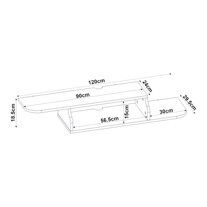 Schizzo in scala Mobile Porta TV Kershaby con Scomparto Aperto 120 x 30 x 19 cm - Bianco [en.casa] 
