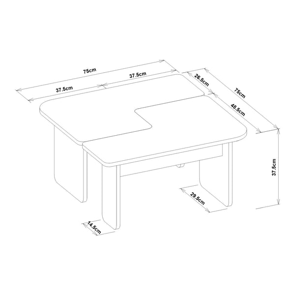 Tavolino da salotto Boneksbelt 2 pz. colori arenaria e travertino [en.casa]