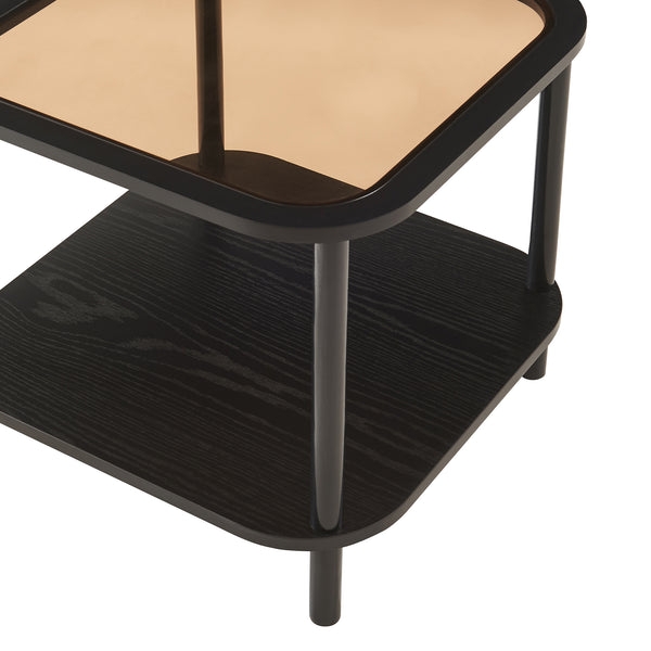 Tavolino Latama con piano in vetro 51x51x45 cm Nero/Vetro bronzato [en.casa]