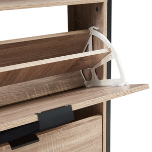 Scarpiera Belana con 2 ante 116x60x24 cm Nero/effetto quercia [en.casa]