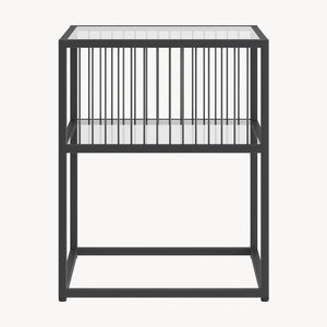 Tavolino Tronevn con piano in vetro 50x40x40 cm Nero [en.casa]