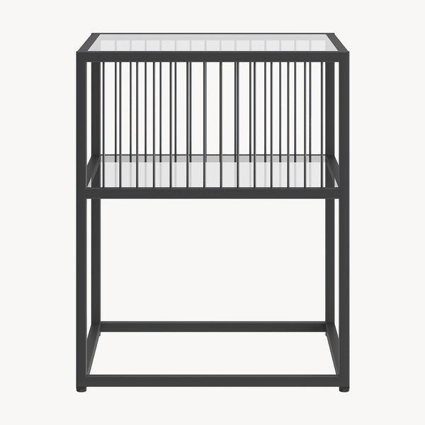 Tavolino Tronevn con piano in vetro 50x40x40 cm Nero [en.casa]