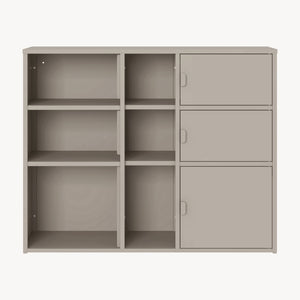Mobile Contenitore da Ufficio Kliri in Acciaio con 6 Vani Aperti e 3 Ante 100 x 32 x 81 cm - Color Cammello [en.casa]
