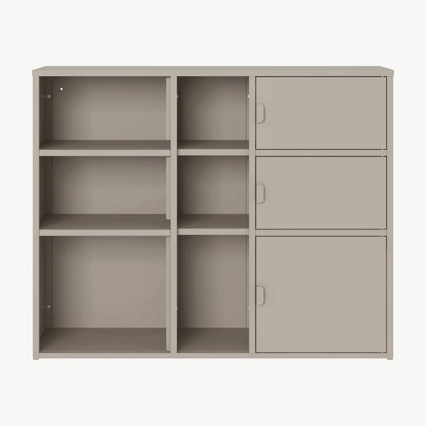 Mobile Contenitore da Ufficio Kliri in Acciaio con 6 Vani Aperti e 3 Ante 100 x 32 x 81 cm - Color Cammello [en.casa]