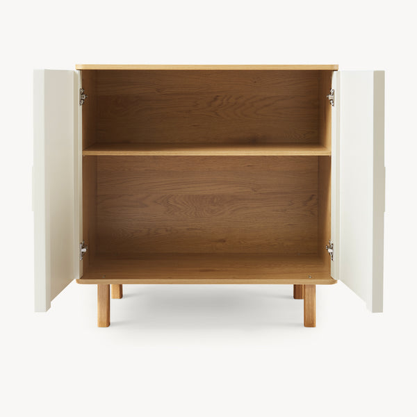 Sideboard Ferrersp con 2 ante 80x80x40 cm effetto quercia/colore sabbia [en.casa]