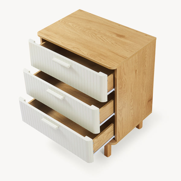 Cassettiera Ferrersp a 3 Cassetti Comò 70 x 60 x 40 cm - Effetto Rovere / Avena Oatmeal [en.casa]