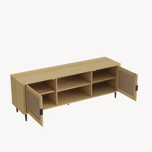 Fernsehschrank Lukhomso 152x40x54 cm Eicheoptik/Rattanoptik [en.casa]