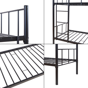 Letto a castello in metallo Berimma con 2 materassi 90x200 cm Nero [en.casa]