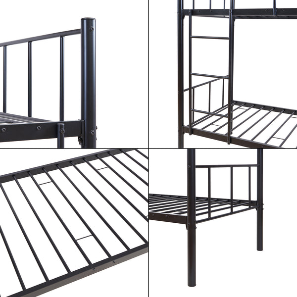 Letto a castello in metallo Berimma con 2 materassi 90x200 cm Nero [en.casa]