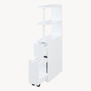 Scaffale da Bagno Fadeskimma Mobile Contenitore con Ripiani Cassetto e Scomparto Estraibile 113 x 19 x 45 cm - Bianco [en.casa] 