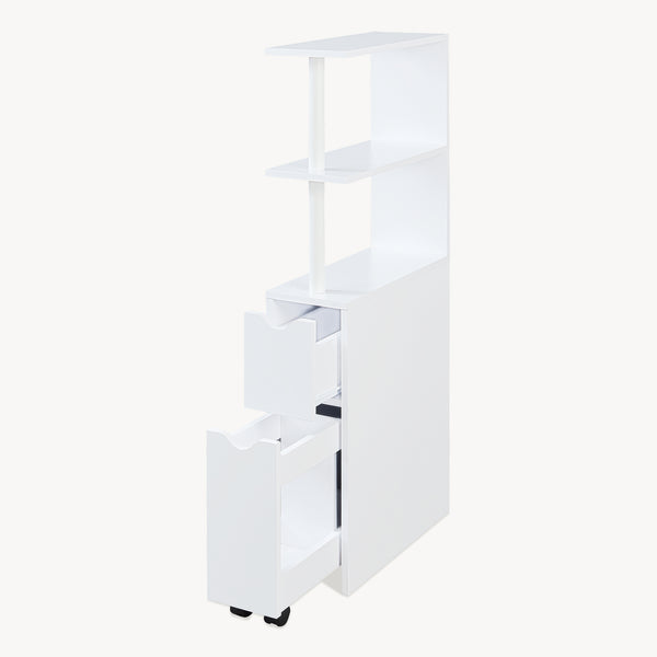 Scaffale da Bagno Fadeskimma Mobile Contenitore con Ripiani Cassetto e Scomparto Estraibile 113 x 19 x 45 cm - Bianco [en.casa] 