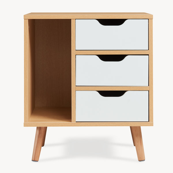 Comodino Bordkak 55x48x30 cm effetto quercia/bianco [en.casa]