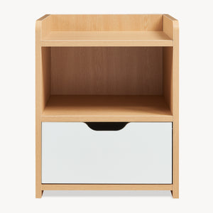 Comodino Bordkak 45x36x34 cm effetto quercia/bianco [en.casa]