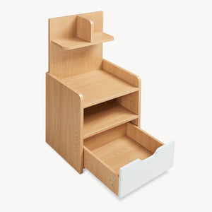 Comodino Bordkak con ripiano 75x35x30 cm effetto quercia/bianco [en.casa]