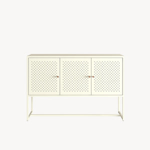 Credenza Viitasaari Mobile Contenitore Stretto a 3 Ante con Ripiani 120 x 40 x 80 cm - Bianco Crema [en.casa]