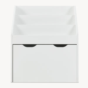 Libreria a Scaletta Sirlstalo per Cameretta Scaffale con 3 Scomparti e Cassetto a Rotelle 70 x 63 x 30 cm - Bianco [en.casa] 