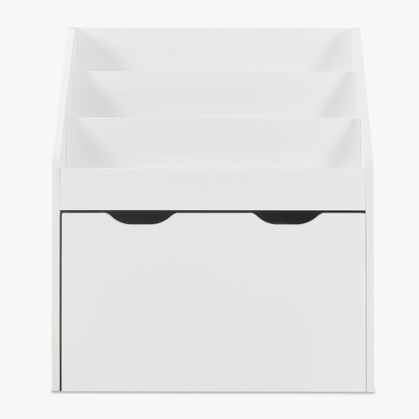 Libreria a Scaletta Sirlstalo per Cameretta Scaffale con 3 Scomparti e Cassetto a Rotelle 70 x 63 x 30 cm - Bianco [en.casa] 