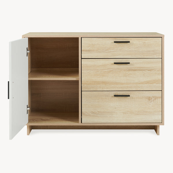 Credenza Kenta 100x35x72 cm effetto quercia Sonoma/bianco [en.casa]