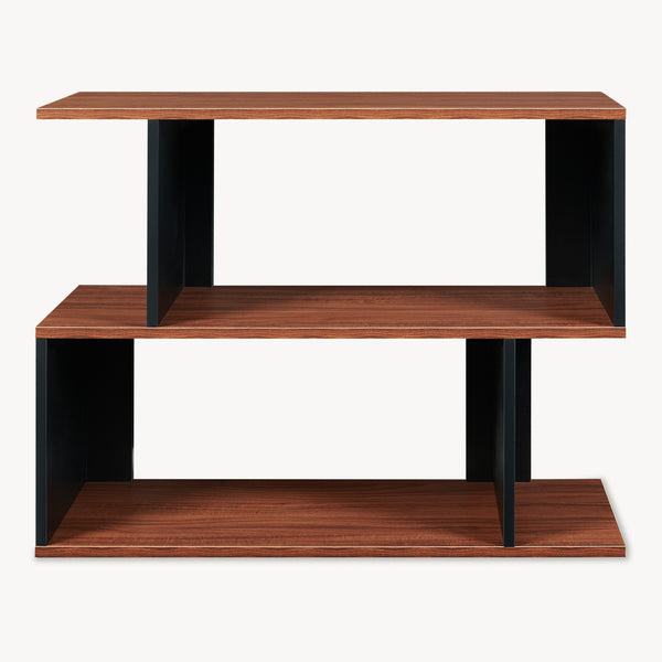 Tavolino Laterale Trond a 2 Scomparti Aperti Mobiletto Multiuso 80 x 29 x 60 cm - Nero/Effetto Noce [en.casa]