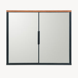 Mobiletto da Parete Trond con 2 Ante a Specchio Armadietto Pensile da Bagno 50 x 60 x 15 cm - Nero/Effetto Noce [en.casa]



