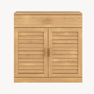 Scarpiera Aarela a 2 Ante con Cassetto e 3 Ripiani in Bambù Naturale 67 x 66 x 34 cm [en.casa]