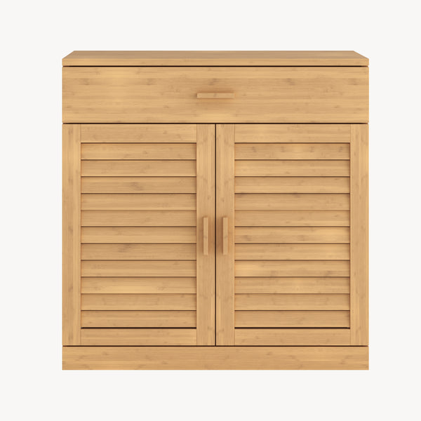 Scarpiera Aarela a 2 Ante con Cassetto e 3 Ripiani in Bambù Naturale 67 x 66 x 34 cm [en.casa]