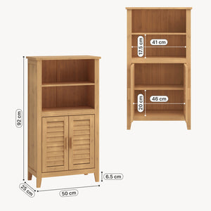 Mobile Contenitore Rirg a 2 Ante e Scomparti Aperti in Bambù Naturale 92 x 50 x 25 cm [en.casa]