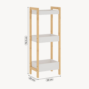 Scaffale da Terra Anun in Bambù Mobile da Bagno con 3 Cestini 78 x 80 x 40 cm - Color Naturale / Bianco [en.casa]