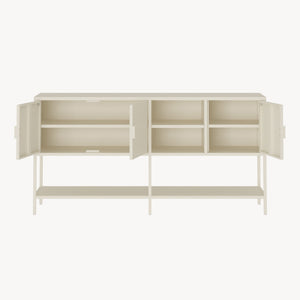 Credenza Bassa Kliri Madia con Ripiano e 6 Scomparti 160 x 40 x 80 cm - Bianco Crema [en.casa]
