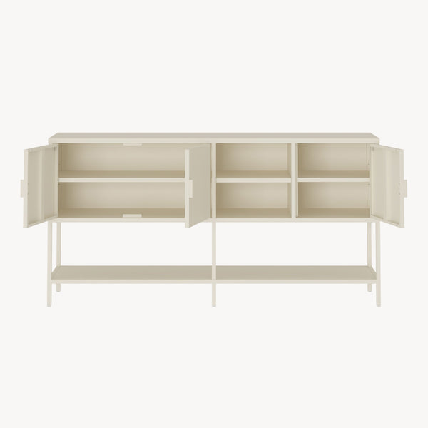 Credenza Bassa Kliri Madia con Ripiano e 6 Scomparti 160 x 40 x 80 cm - Bianco Crema [en.casa]