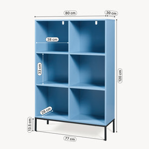 Libreria Colwyn con 6 Ripiani Scaffale da Terra 120 x 80 x 30 cm - Blu [en.casa]