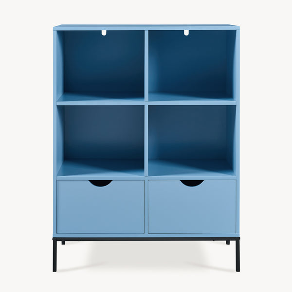 Libreria con 2 cassetti Colwyn 105x80x40 cm Blu [en.casa]