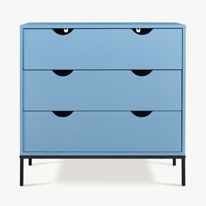 Comò a 3 Cassetti Colwyn Cassettiera Mobile Contenitore 78 x 80 x 40 cm - Blu [en.casa]