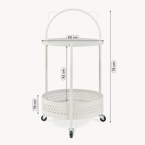 Carrello Portaoggetti Jässaatka a Rotelle Tavolino Rotondo in Acciaio con 2 Ripiani 76 x Ø40 cm - Grigio [en.casa]