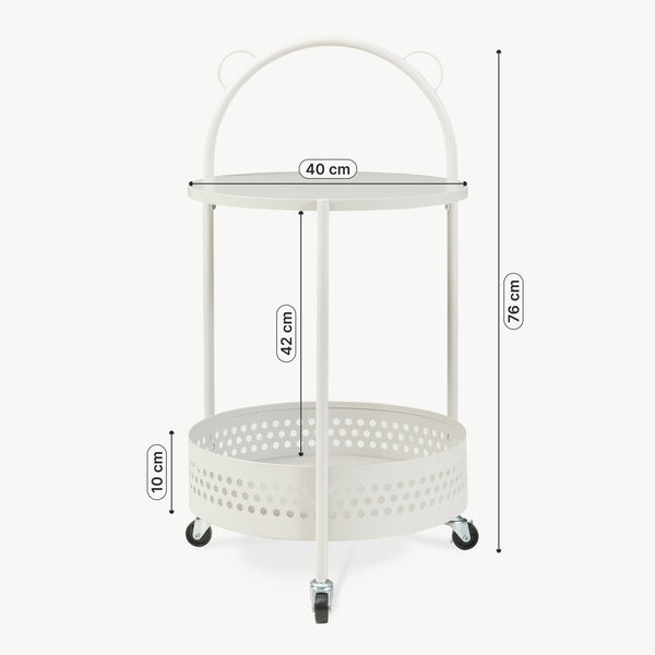 Carrello Portaoggetti Jässaatka a Rotelle Tavolino Rotondo in Acciaio con 2 Ripiani 76 x Ø40 cm - Grigio [en.casa]