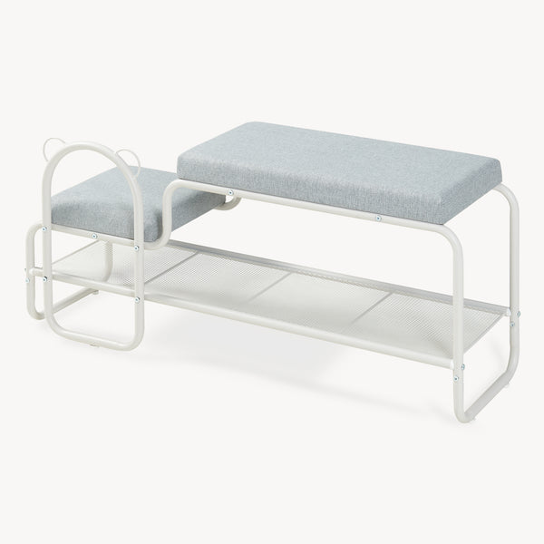 Panca Portascarpe Jässaatka con Sgabello per Bambini 100 x 32 x 46 cm - Grigio [en.casa]