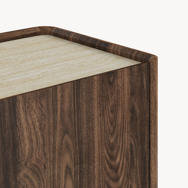 Comò Trorlon 83x80x40 cm effetto noce/travertino [en.casa]