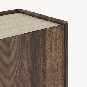 Sideboard Trorlon 160x40x83 cm effetto noce/travertino [en.casa]