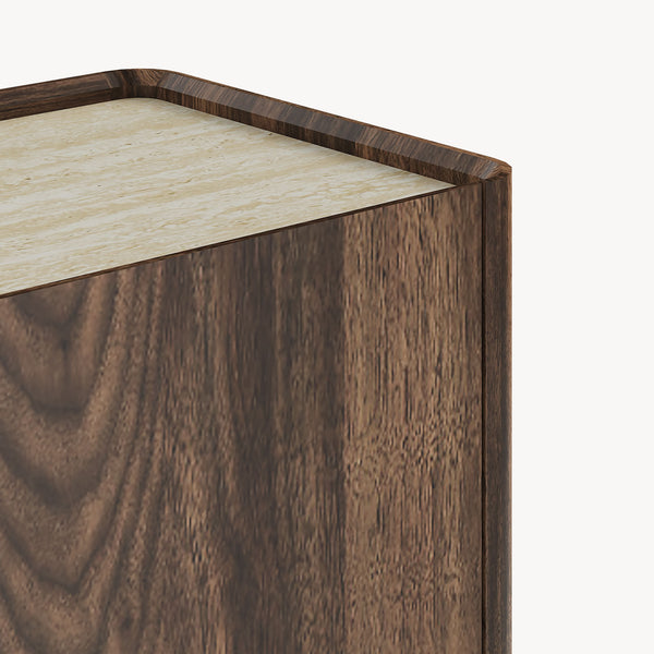 Sideboard Trorlon 160x40x83 cm effetto noce/travertino [en.casa]