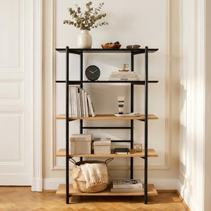 Libreria Kappespoo 124x80x35 cm Nero/effetto quercia [en.casa]