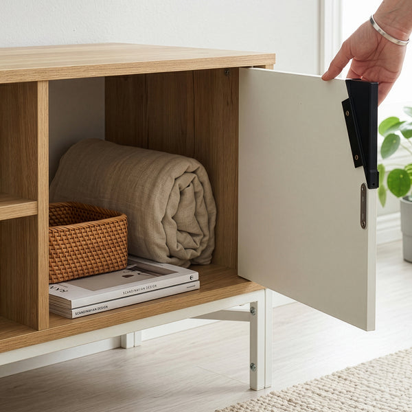 Mobile TV Kerrköndam 120x40x46 cm effetto quercia/bianco [en.casa]