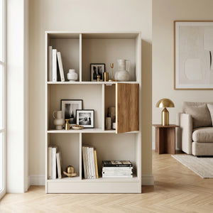 Libreria Karena 112x70x30 cm Bianco crema/effetto quercia [en.casa]