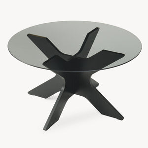 Tavolino Imi con piano in vetro Ø70x35 cm Nero/Grigio [en.casa]