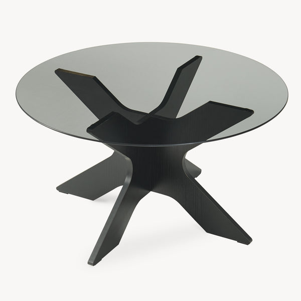 Tavolino Imi con piano in vetro Ø70x35 cm Nero/Grigio [en.casa]