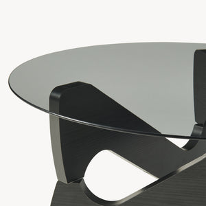 Tavolino da Caffè Reypio con Piano Rotondo in Vetro Fumé (ØxA) 70 x 35 cm - Nero/Grigio [en.casa]