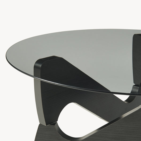 Tavolino da Caffè Reypio con Piano Rotondo in Vetro Fumé (ØxA) 70 x 35 cm - Nero/Grigio [en.casa]